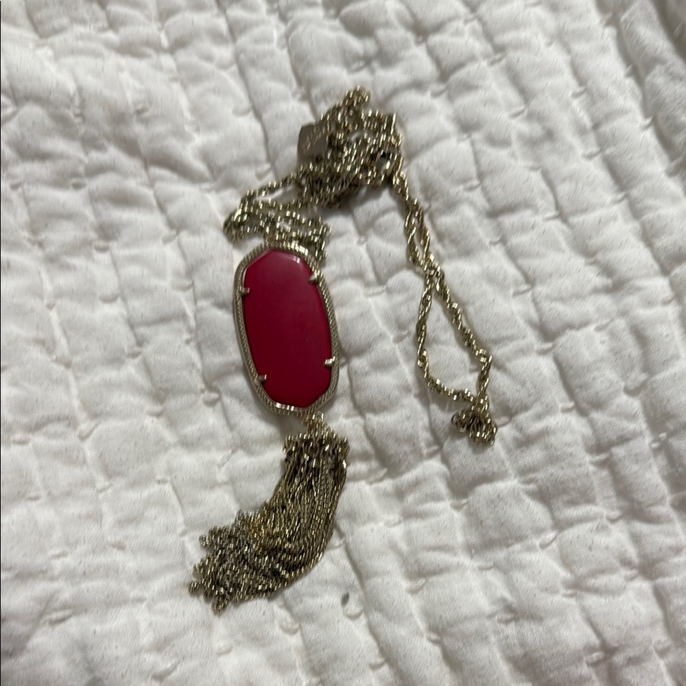 Kendra Scott Pink and Gold Necklace with Intricate Design